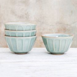 Image for Celadon Ceramic Bowls from Thailand Set of 4 Simple Thai