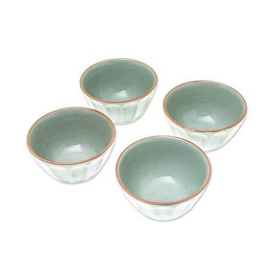 Alternate image for Celadon Ceramic Bowls from Thailand Set of 4 Simple Thai
