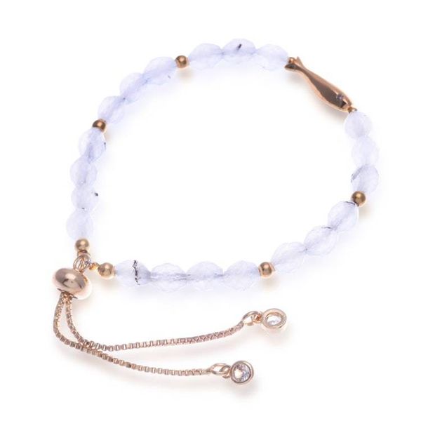 Alternate image for Birthstone Moonstone Beaded Bracelet with Brass Fish Pendant Angelic Fish