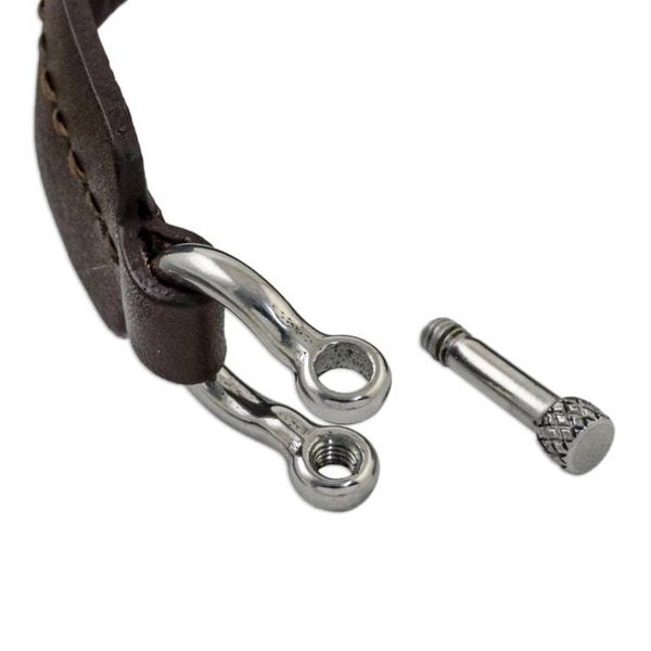 Alternate image for Rugged Womens Brown Leather Bracelet with Shackle Clasp Rugged Femme