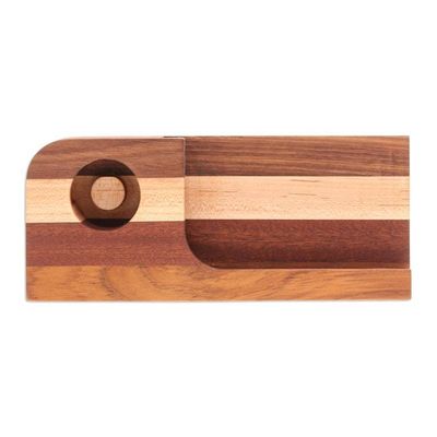Alternate image for Handcrafted Wood Smartphone Speaker with Brown Stripes Wooden Sounds