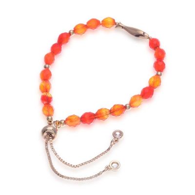 Alternate image for Natural Carnelian Beaded Bracelet with Brass Fish Pendant Fiery Fish