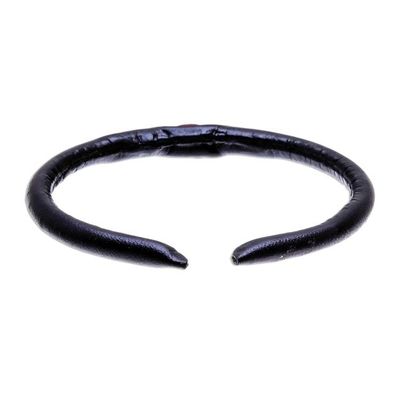 Alternate image for Black and Red Leather Cuff Bracelet from Thailand Black-Red Eye