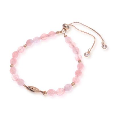 Alternate image for Whimsical Rose Quartz Beaded Bracelet with Fish Pendant Dulcet Fish