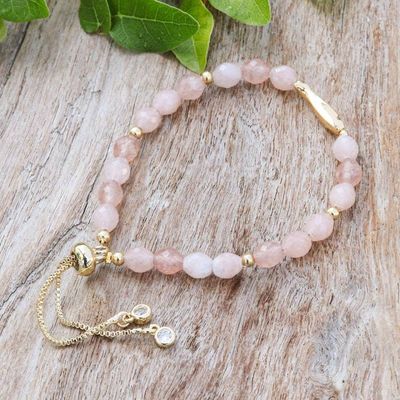 Alternate image for Whimsical Rose Quartz Beaded Bracelet with Fish Pendant Dulcet Fish