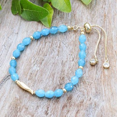 Alternate image for Ocean-Inspired Blue Quartz Beaded Bracelet with Fish Pendant True Fish