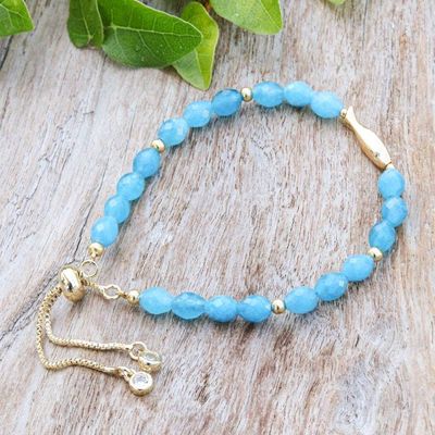 Alternate image for Ocean-Inspired Blue Quartz Beaded Bracelet with Fish Pendant True Fish