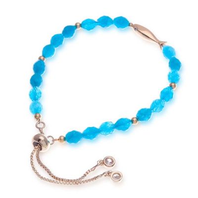Alternate image for Ocean-Inspired Blue Quartz Beaded Bracelet with Fish Pendant True Fish