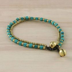 Image for Colorful Calcite and Brass Beaded Bracelet from Thailand Mint Delight
