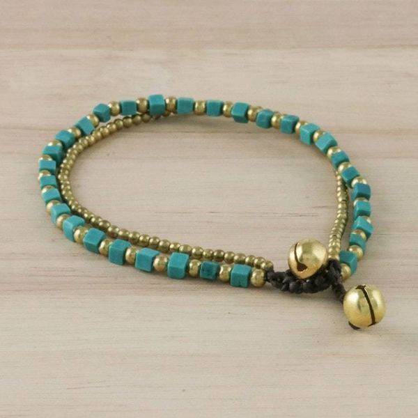 Alternate image for Colorful Calcite and Brass Beaded Bracelet from Thailand Mint Delight