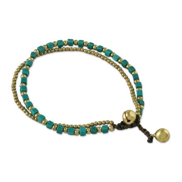 Alternate image for Colorful Calcite and Brass Beaded Bracelet from Thailand Mint Delight
