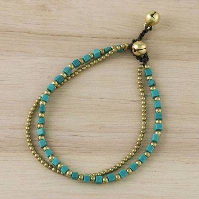 Alternate image for Colorful Calcite and Brass Beaded Bracelet from Thailand Mint Delight