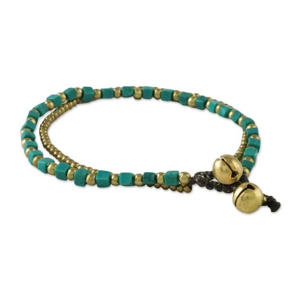 Alternate image for Colorful Calcite and Brass Beaded Bracelet from Thailand Mint Delight