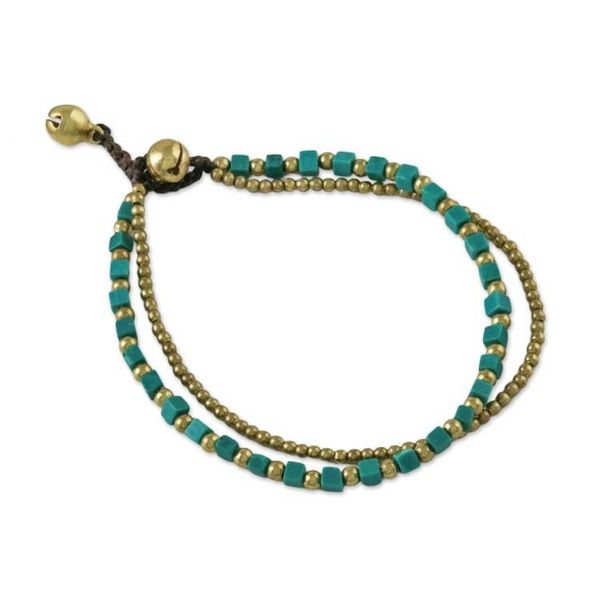 Alternate image for Colorful Calcite and Brass Beaded Bracelet from Thailand Mint Delight