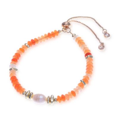 Alternate image for Handmade Multi-Gemstone Pearl Beaded Bracelet in Warm Hues Pearl of Bliss