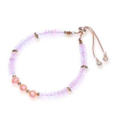 Alternate image for Multi-Gemstone Peach Pearl Beaded Bracelet in Pink Hues Triple Sweetness