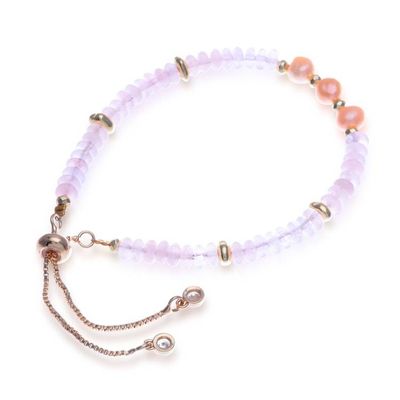 Alternate image for Multi-Gemstone Peach Pearl Beaded Bracelet in Pink Hues Triple Sweetness