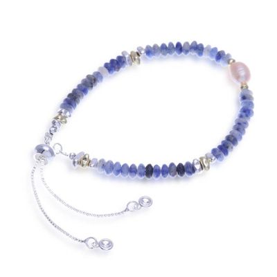 Alternate image for Thai-Made Multi-Gemstone Pearl Beaded Bracelet in Blue Hues Pearl of Truth