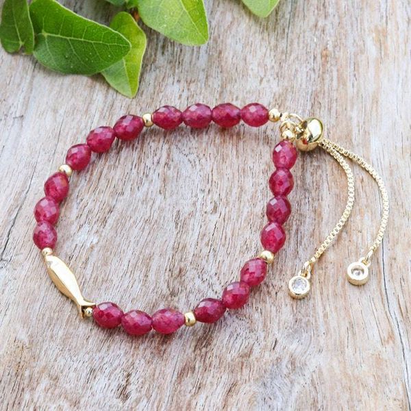 Alternate image for Romantic-Inspired Red Quartz Beaded Bracelet with Fish Charm Romantic Fish