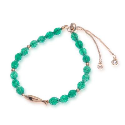 Alternate image for Good Fortune Green Quartz Beaded Bracelet with Fish Pendant Fortunate Fish