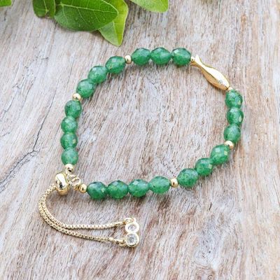 Alternate image for Good Fortune Green Quartz Beaded Bracelet with Fish Pendant Fortunate Fish