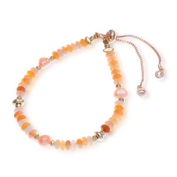 Alternate image for Warm-Palette Adjustable Multi-Gemstone Beaded Pearl Bracelet Sunshine Pearl