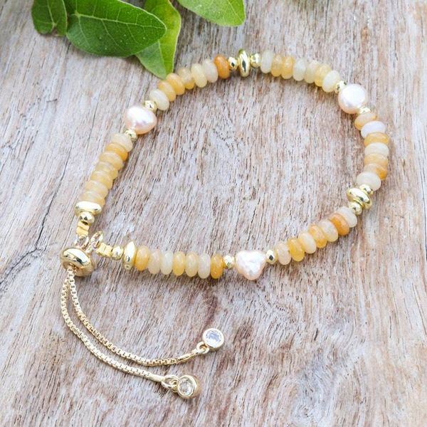 Alternate image for Warm-Palette Adjustable Multi-Gemstone Beaded Pearl Bracelet Sunshine Pearl