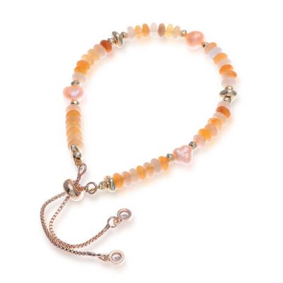 Alternate image for Warm-Palette Adjustable Multi-Gemstone Beaded Pearl Bracelet Sunshine Pearl