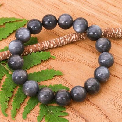 Alternate image for Handcrafted Moonstone Beaded Stretch Bracelet from Thailand Magnetic Mist