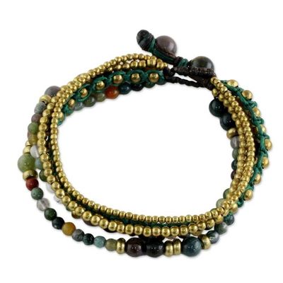 Alternate image for Brass and Agate Multi-Strand Beaded Bracelet from Thailand Summer Earth
