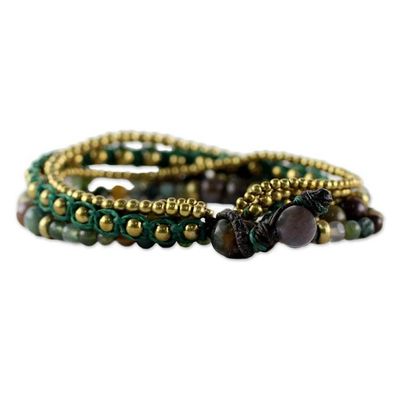 Alternate image for Brass and Agate Multi-Strand Beaded Bracelet from Thailand Summer Earth
