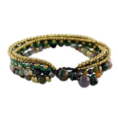 Alternate image for Brass and Agate Multi-Strand Beaded Bracelet from Thailand Summer Earth
