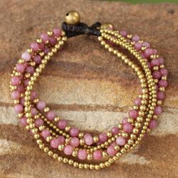 Image for Artisan Crafted Brass and Quartz Bracelet Rose Joy