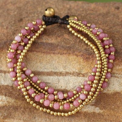 Primary image for Artisan Crafted Brass and Quartz Bracelet Rose Joy
