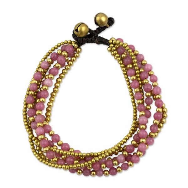 Alternate image for Artisan Crafted Brass and Quartz Bracelet Rose Joy