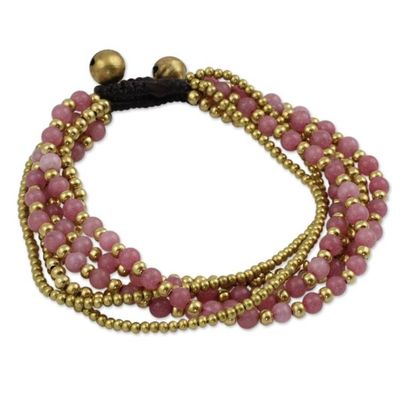 Alternate image for Artisan Crafted Brass and Quartz Bracelet Rose Joy