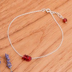 Image for Natural Carnelian and Sterling Silver Charm Anklet Wheels of Fieriness