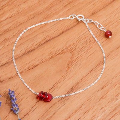 Primary image for Natural Carnelian and Sterling Silver Charm Anklet Wheels of Fieriness