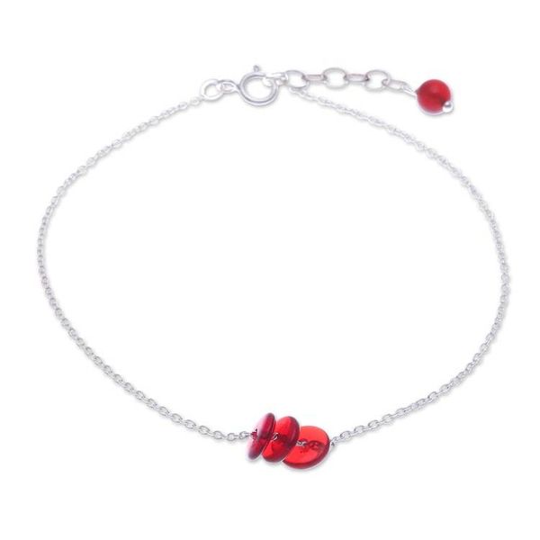 Alternate image for Natural Carnelian and Sterling Silver Charm Anklet Wheels of Fieriness