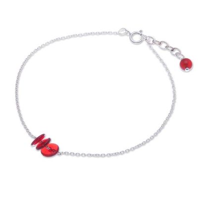 Alternate image for Natural Carnelian and Sterling Silver Charm Anklet Wheels of Fieriness