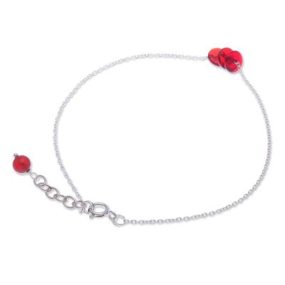 Alternate image for Natural Carnelian and Sterling Silver Charm Anklet Wheels of Fieriness