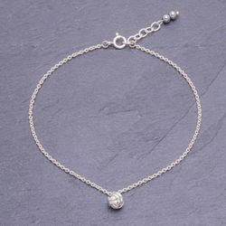 Image for Sterling Silver Knot Charm Ankle Bracelet Monkeys Paw