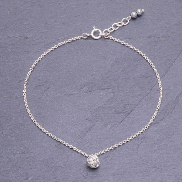 Alternate image for Sterling Silver Knot Charm Ankle Bracelet Monkeys Paw