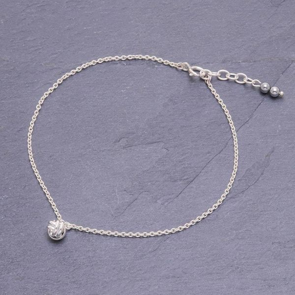 Alternate image for Sterling Silver Knot Charm Ankle Bracelet Monkeys Paw