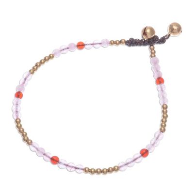 Alternate image for Rose Quartz and Carnelian Beaded Anklet Sweetest Friend