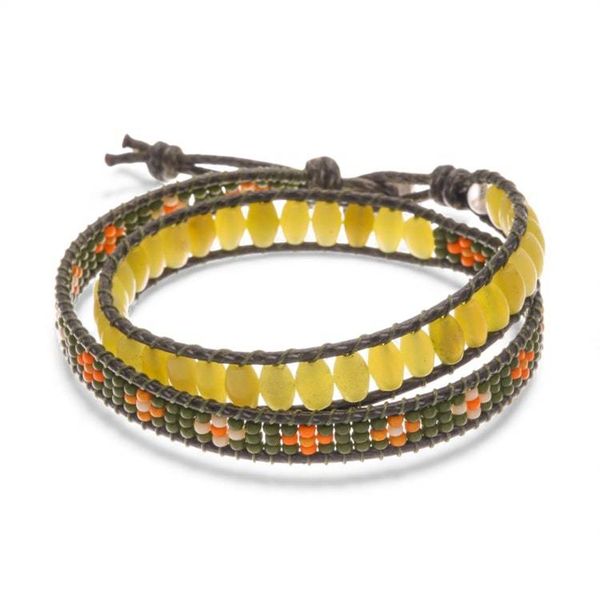 Alternate image for Bohemian-Themed Yellow and Green Serpentine Beaded Bracelet Green Great