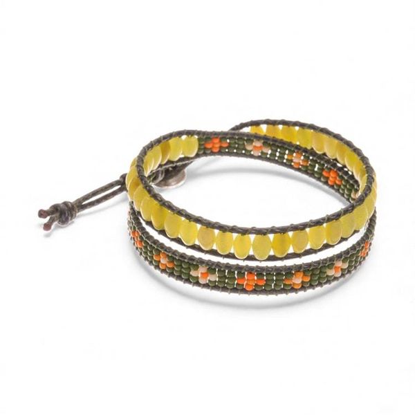 Alternate image for Bohemian-Themed Yellow and Green Serpentine Beaded Bracelet Green Great