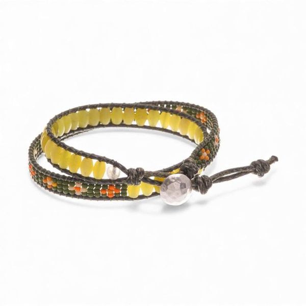 Alternate image for Bohemian-Themed Yellow and Green Serpentine Beaded Bracelet Green Great