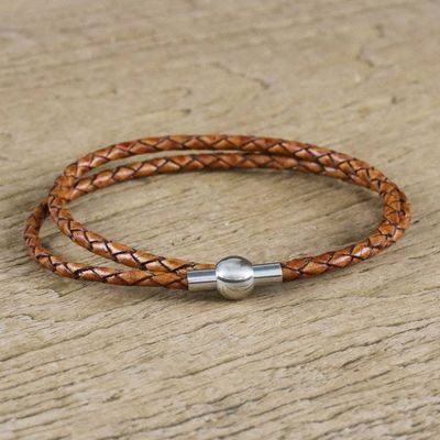Primary image for 15.5 Inch Brown Leather Wrap Bracelet from Thailand Brown Charm