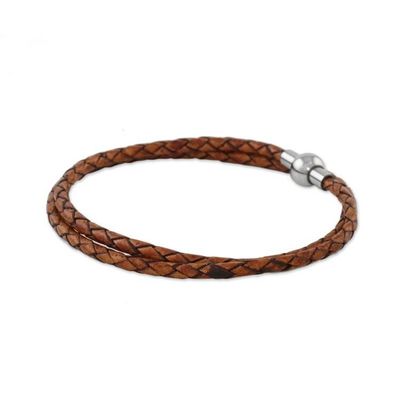 Alternate image for 15.5 Inch Brown Leather Wrap Bracelet from Thailand Brown Charm